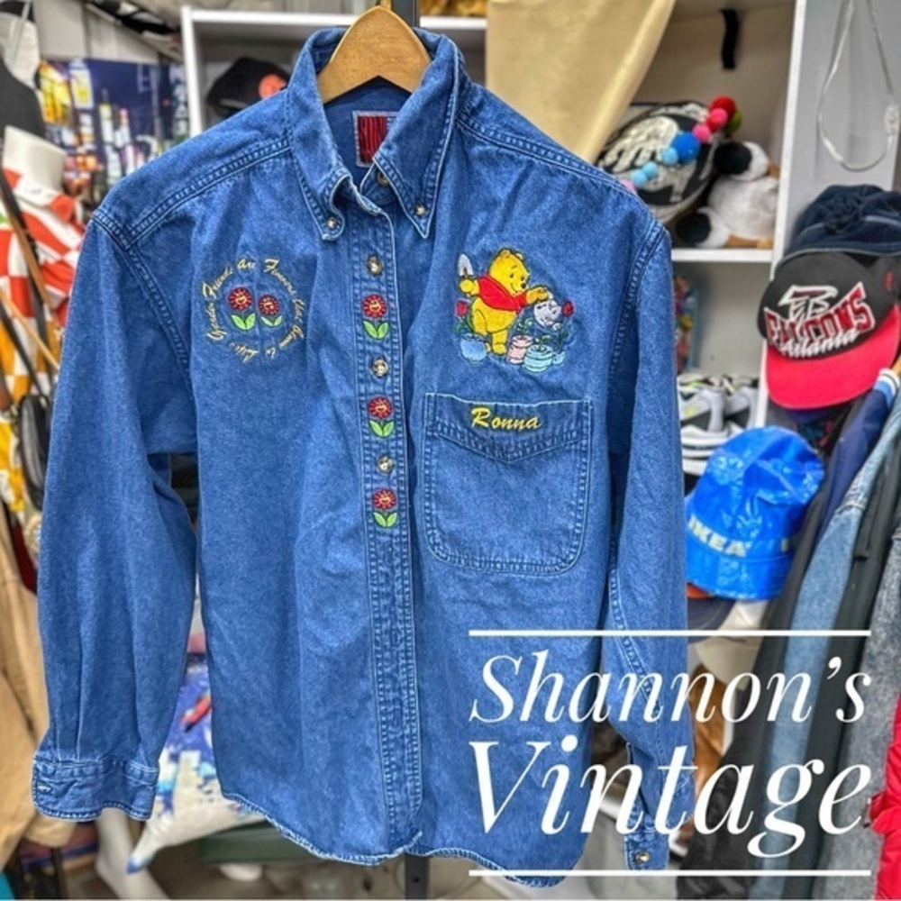 Sunbelt Denim Winnie the Pooh VNTG 1990s custom embroidered sz medium shirt A7